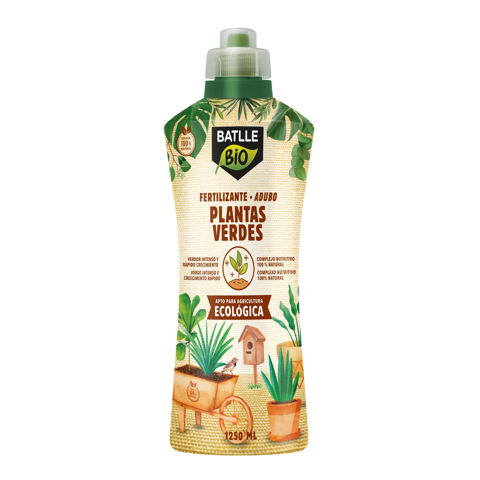 Semillas Batlle Bio Fertilizante de plantas verdes, para plantas de interior y terraza, Líquido, Orgánico y natural, 1250 ml