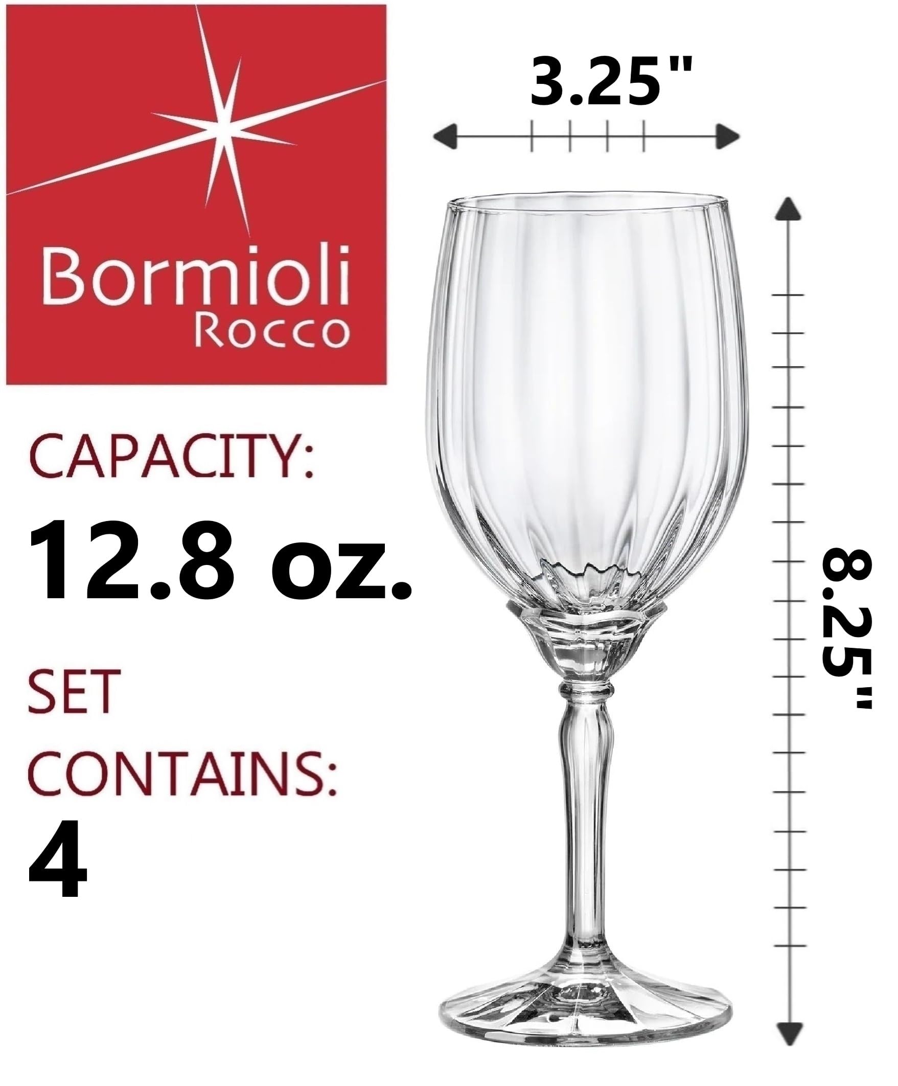 Bormioli Rocco Florian Lot de 4 verres à vin blanc et à spritz Transparent 395 ml