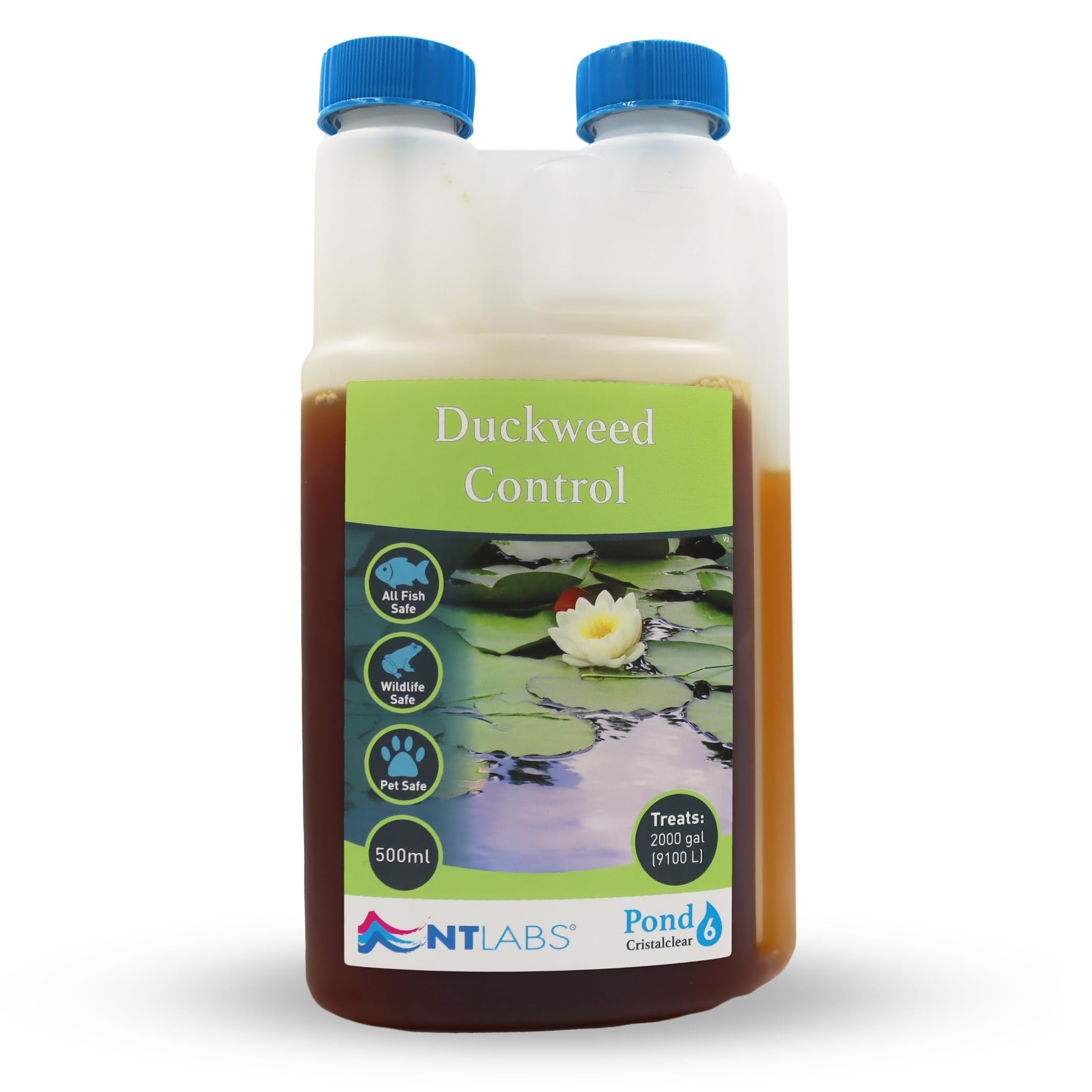 NT Labs Pond Cristalclear, Duckweed Control, Removes Phosphate from Pond Water, Eliminates Duckweed all-year-round, Pond Water Treatment (500ml - Treats 9100L)
