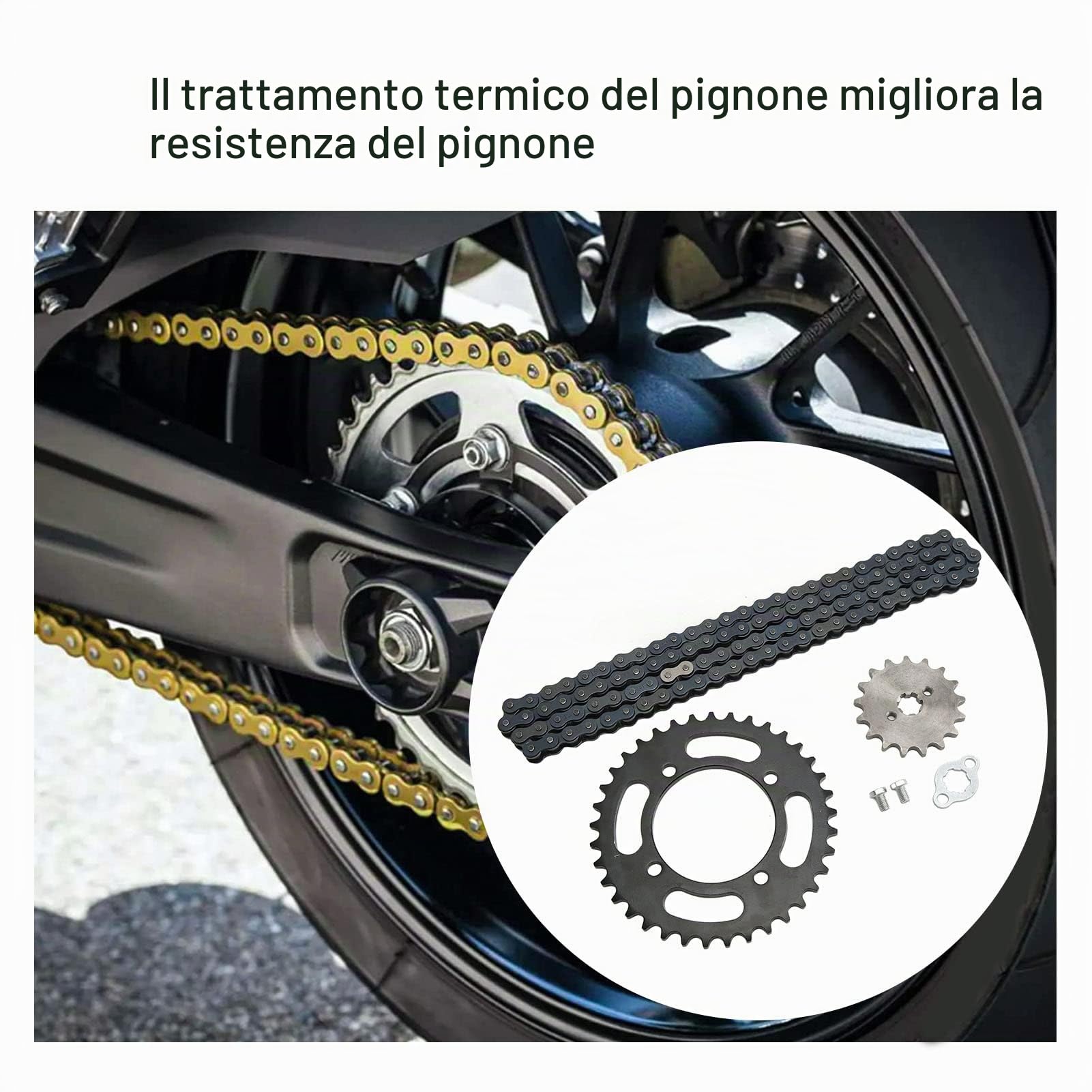 Fydun Kit Pignone Catena 420, Catena 420 155 Mm 37 Denti Anteriore 420 17 Denti Pignone con Trattamento Termico Universale Sostituzione per Mini Bici ATV Go Kart 50 a 125