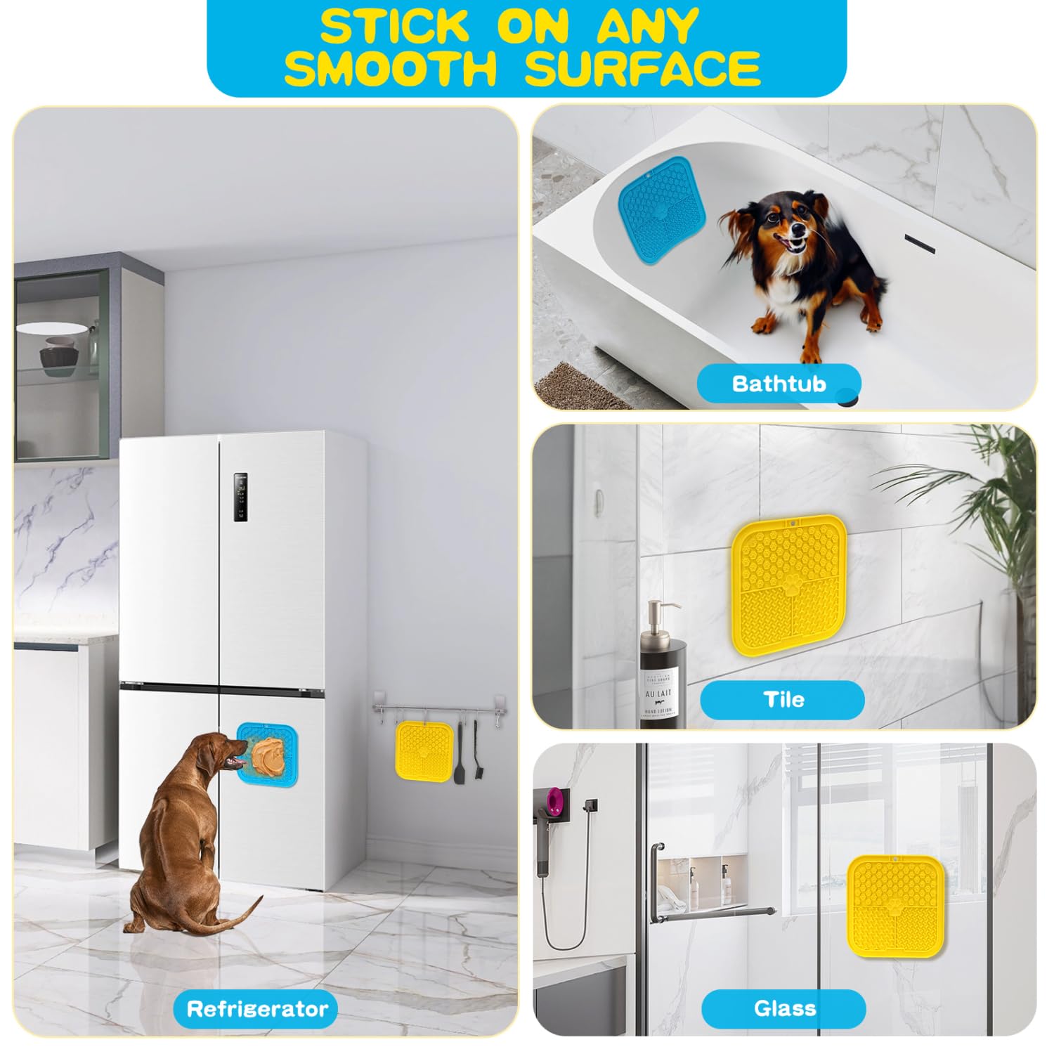 Nobleza Lick Mat per Cani con Ventosa, 2 Pezzi Tappetino per Leccare Cane senza BPA, Super Forte Assorbenza Lenta Feeder Dog Lick Mat, Accessori per Cani per Il Bagno del Cane