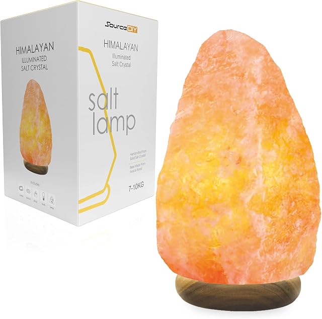 SourceDIY 7-10 Kg Natural Pink Himalayan Crystal Rock Salt Lamp Handmade Come Button Cable with Complete Electric Fitting Night Bed Accessory for Indoor Decoration