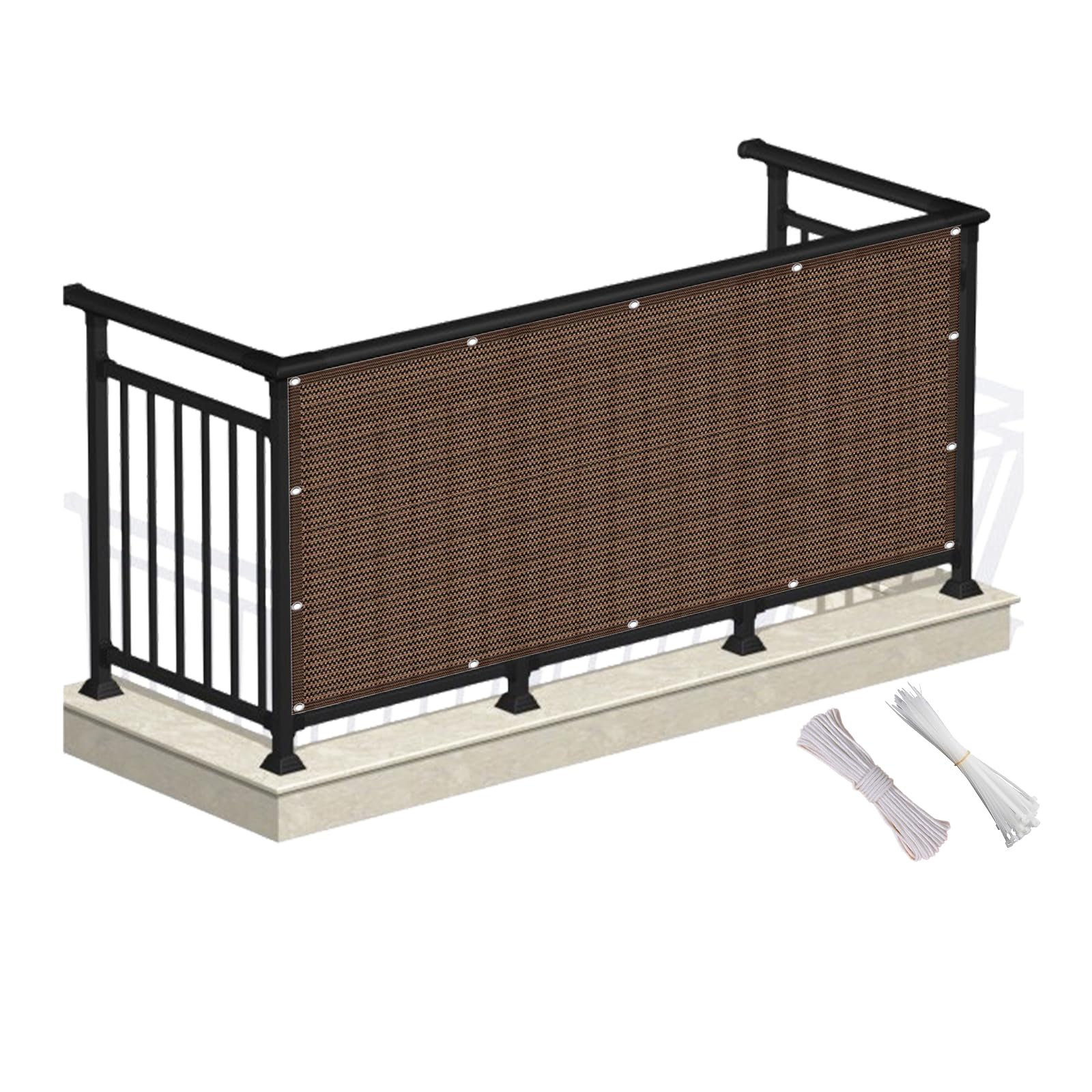 Brise vue balcon 90x220 cm marron opaque résistant au vent