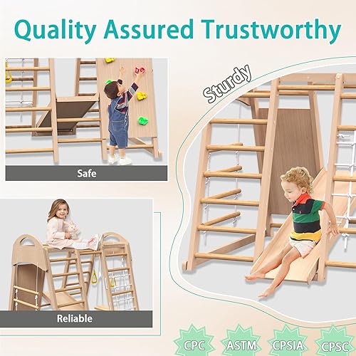 Miniatura 3 de Zona de juegos interior, gimnasio de madera para interiores de la selva para niños, juguetes de escalada con escalera, juego de barras de mono,