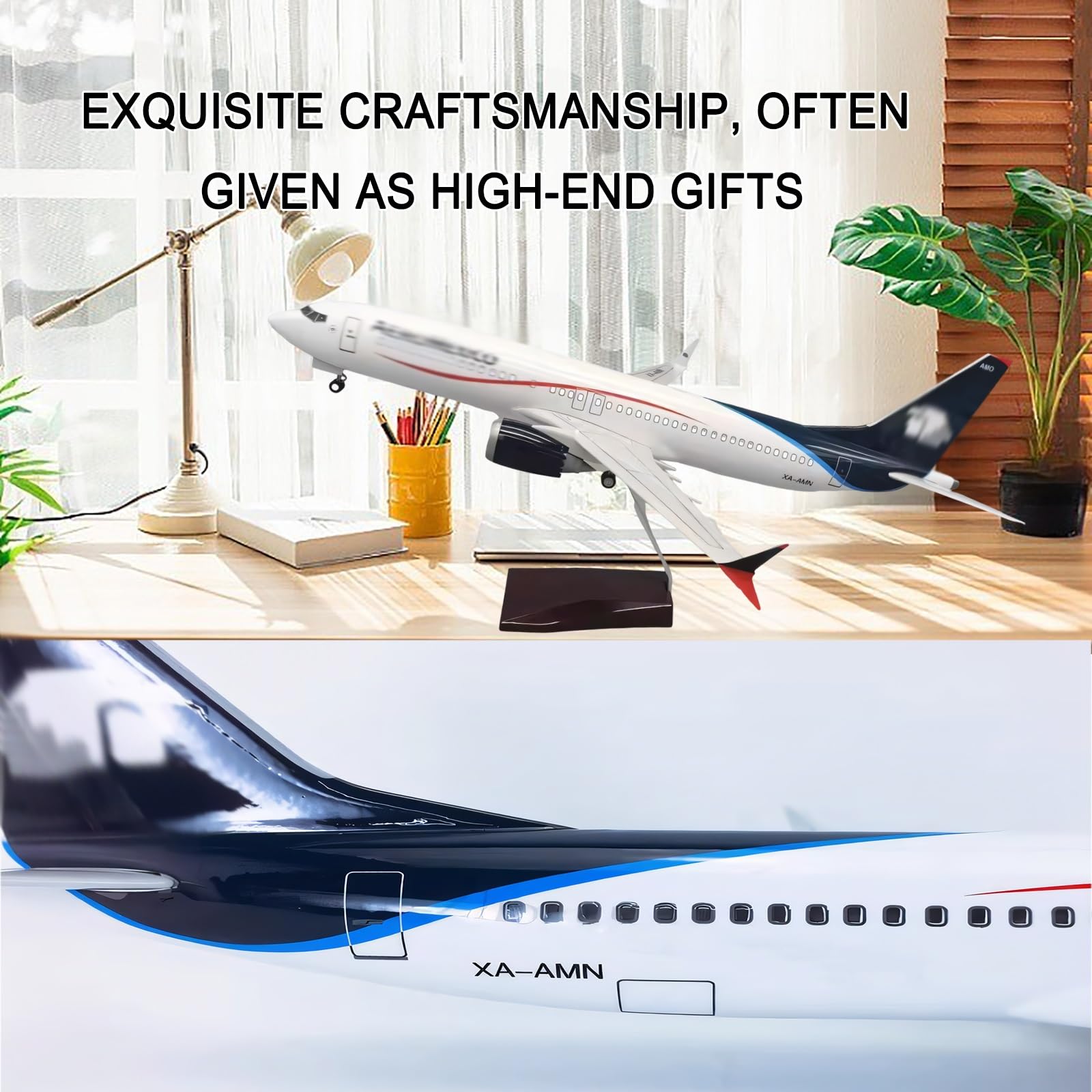 Modello aereo B737 max in scala 1:85 con ruote controllo vocale Espositore Aereo collezione ad alto realismo for casa, decorazione dell'ufficio, regalo perfetto for gli appassionati