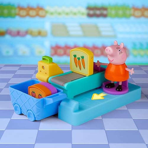 Miniatura 9 de Peppa Pig Peppas Adventures Peppas Supermarket - Juguete preescolar para supermercado de Peppa incluye 2 figuras y 8 accesorios temáticos para