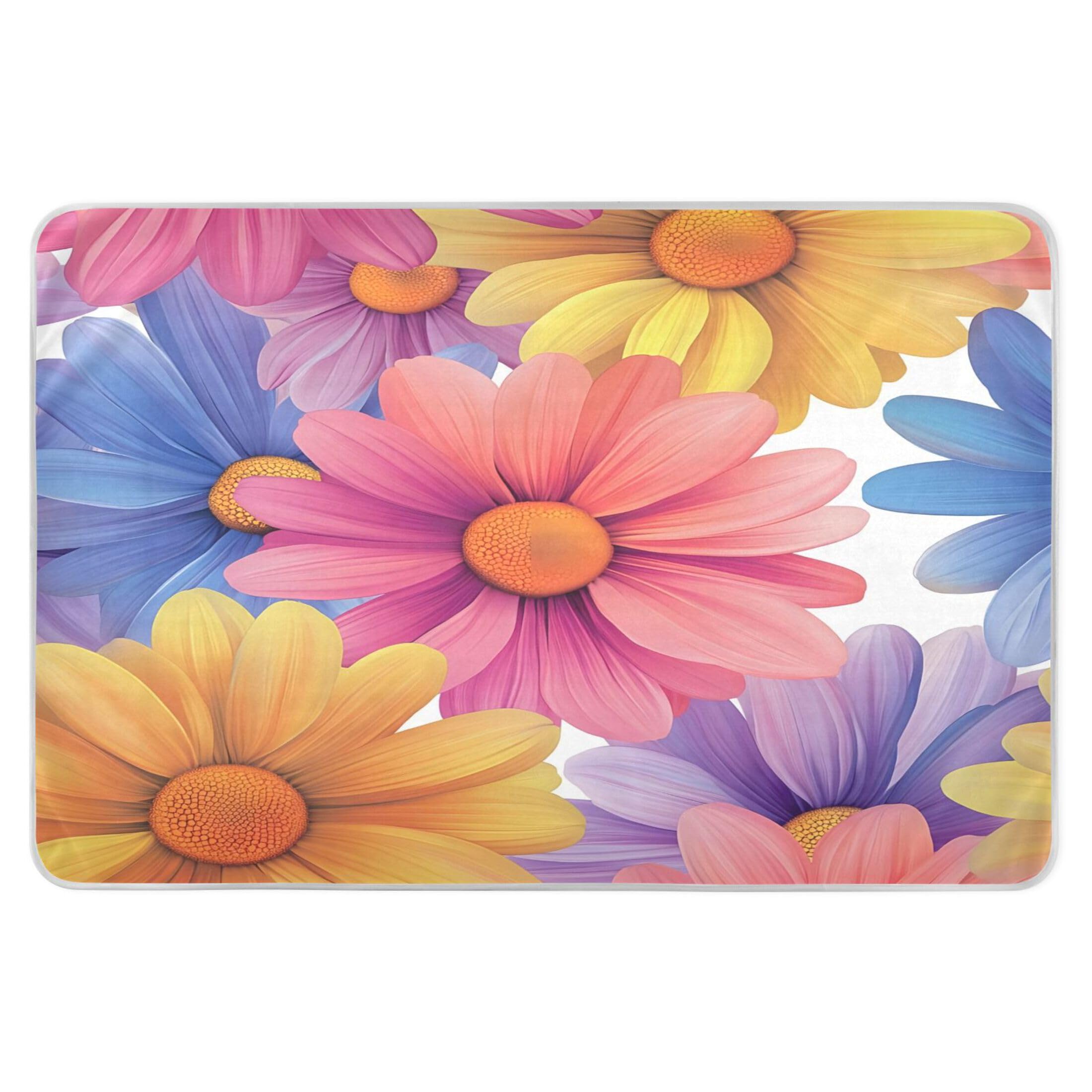 Takiito Colorful Daisies Bed Pad Reusable Bed Underpad Washable Waterproof Leak-Proof Quick Dry Incontinence Pee Pad for Toddlers Kids Adults Pets 34x52 in
