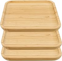 Vista 8 de JOIKIT Paquete de 3 Bandejas Redondas de Bambú de 8 Pulgadas, Platos Redondos de Madera Finamente Pulida, Bandeja de Servir de Bambú para Sostener