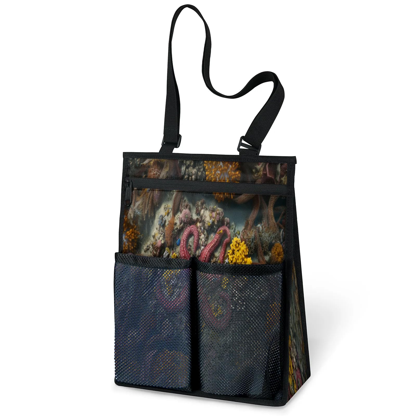 Ourtheme Sea Star Coral Portable Shower Bag for Travel Gym Camp Beach Tote Shower Caddy Bags Hanging Toiletry