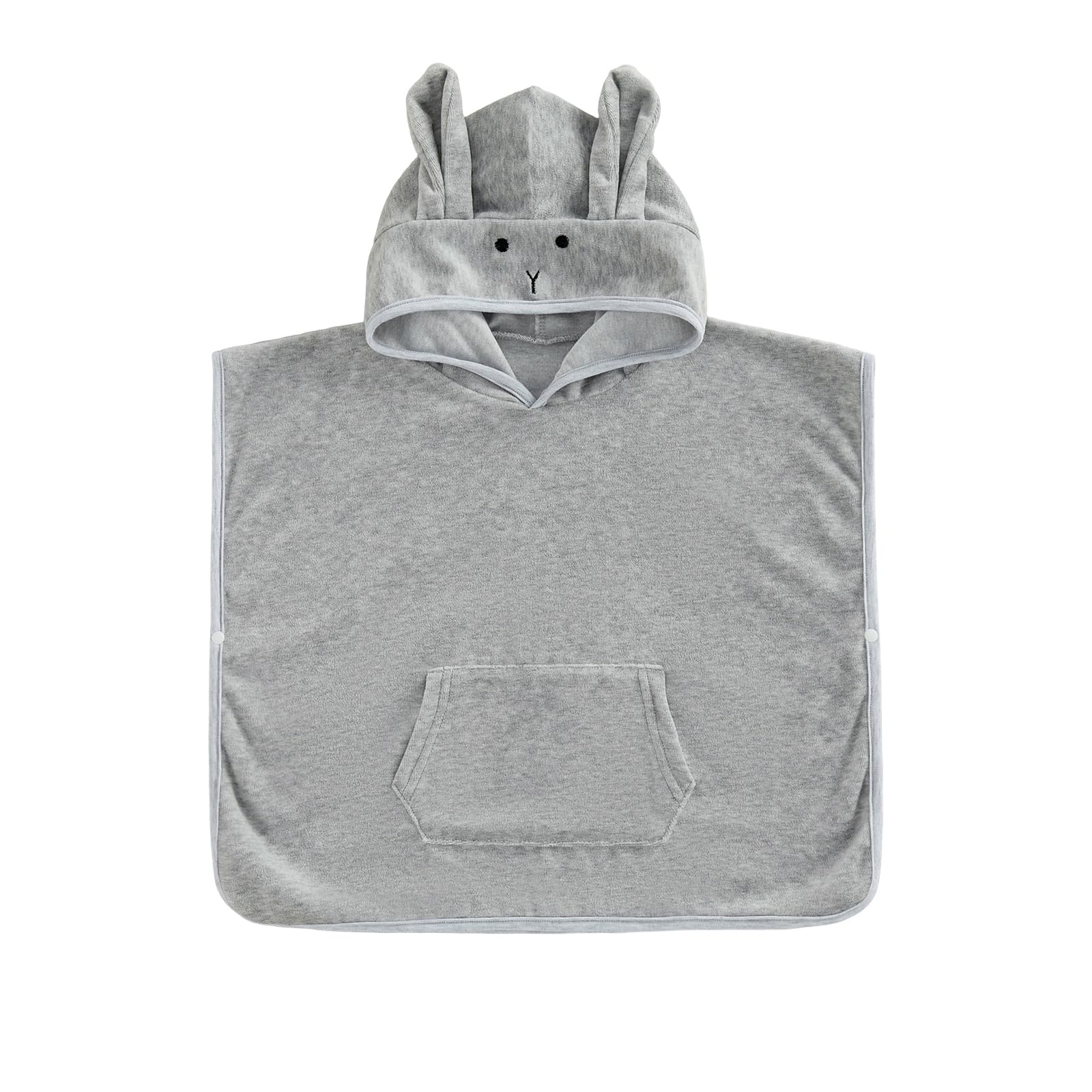 Geagodelia Kids Toddler Baby Boys Hooded Swimming Poncho Towels with Bunny Ears Hood Terry Towelling Soft Changing Robe Towel Beach Cover Up (Grey, 12-18 Months)
