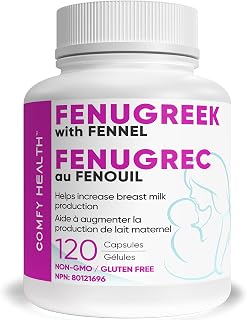 COMFY HEALTH Fenugreek Breastfeeding Capsules with Fennel for Lactation, 2300 mg, 120 Capsule, 120 Servings, Pills for Women, Non-GMO, Gluten Free, Seeds Extract Supplements, Fenugrec