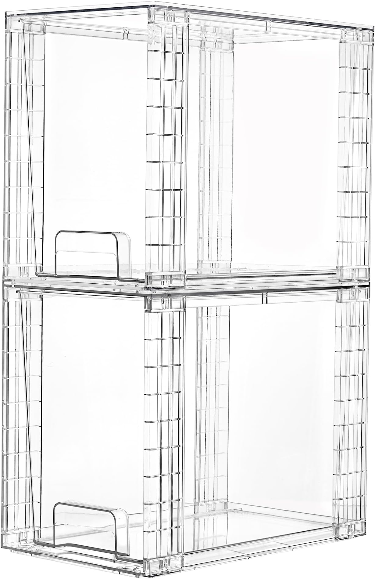 Vtopmart 2 Pack Clear Stackable Storage Drawers,9.7" High Plastic Organizers Bins for Skincare, Bathroom Supplies,Ideal for Cabinet,Undersink,Vanity,Kitchen,Pantry Organization