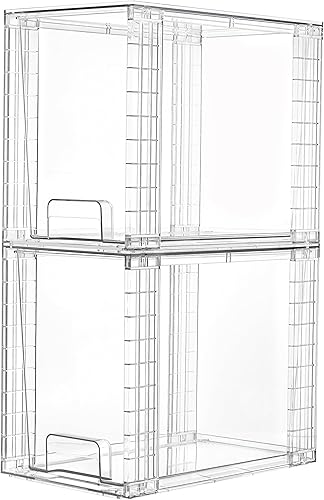 Miniatura 9 de Vtopmart Paquete de 4 cajones grandes apilables de almacenamiento de despensa de cocina, contenedores organizadores transparentes con asas,