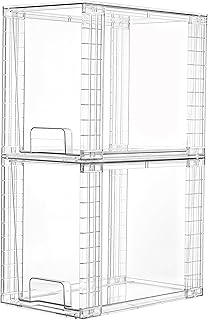 Vtopmart 2 Pack Clear Stackable Storage Drawers,9.7" High Plastic Organizers Bins for Skincare, Bathroom Supplies,Ideal for Cabinet,Undersink,Vanity,Kitchen,Pantry Organization