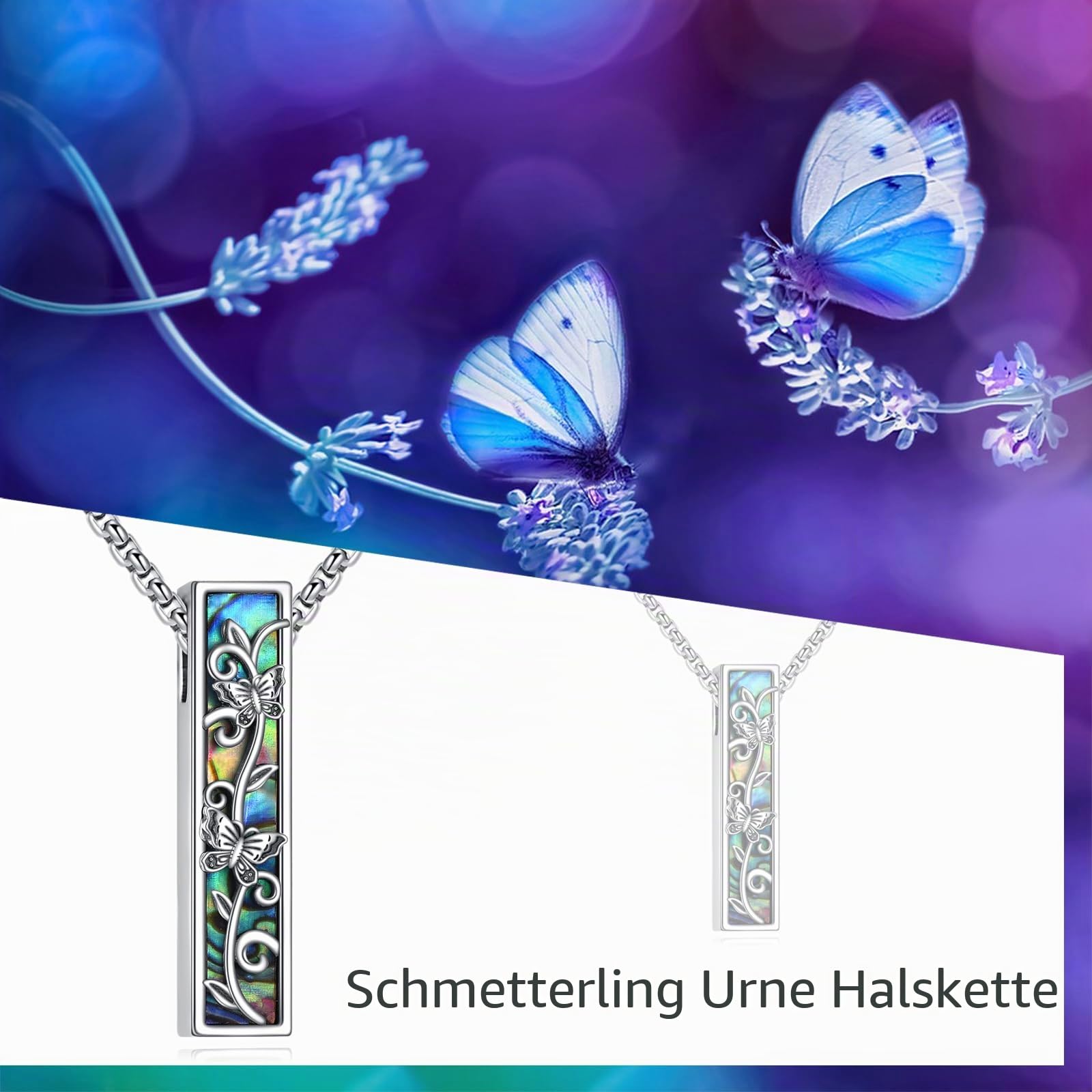 Urne Halsketten für Asche Sterling Silber 3D Bar Kremation Schmuck für Asche Erinnerung Schmuck für Damen Herren