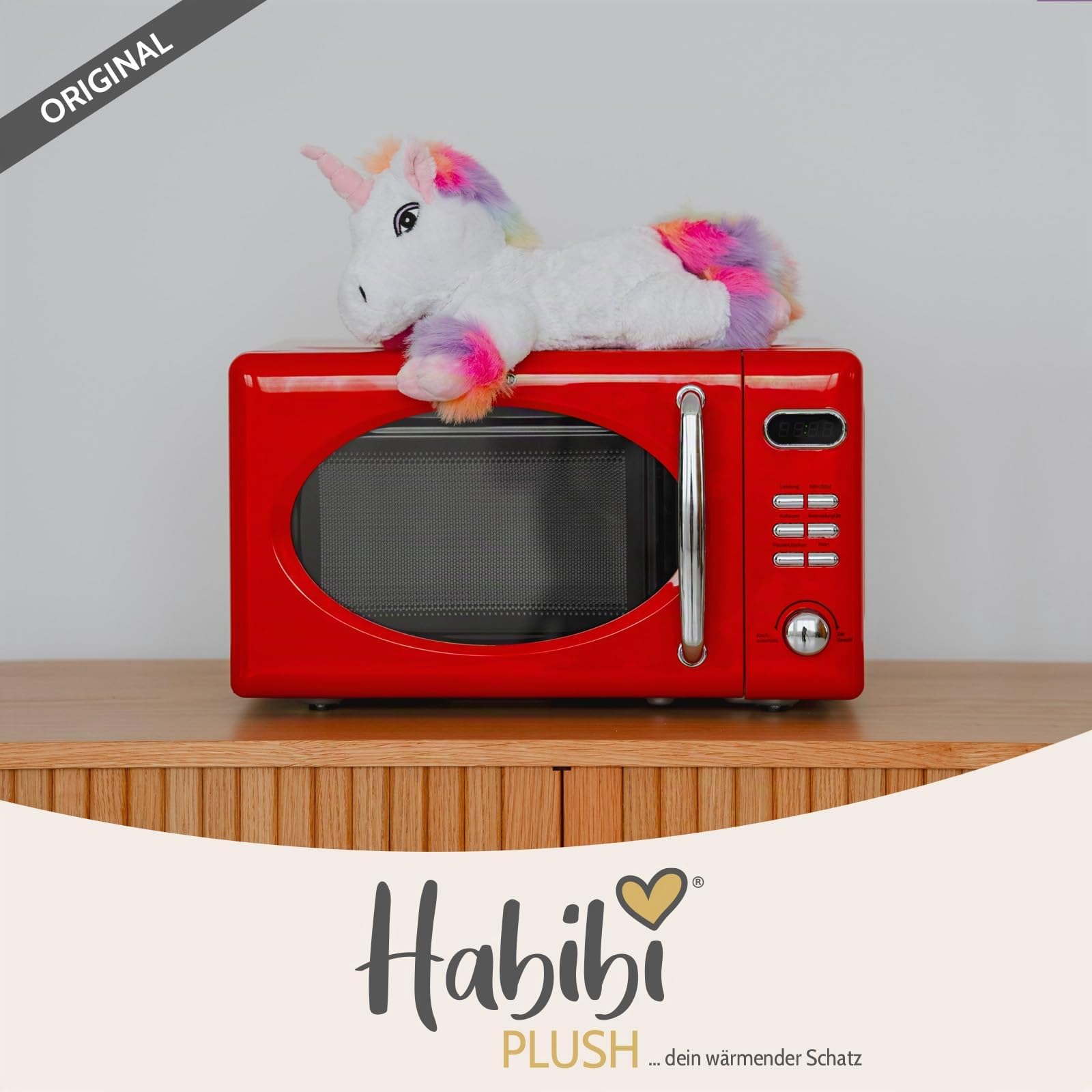 Peluche Habibi Licorne de qualité supérieure - Arc-en-ciel - Coussin chauffant amovible