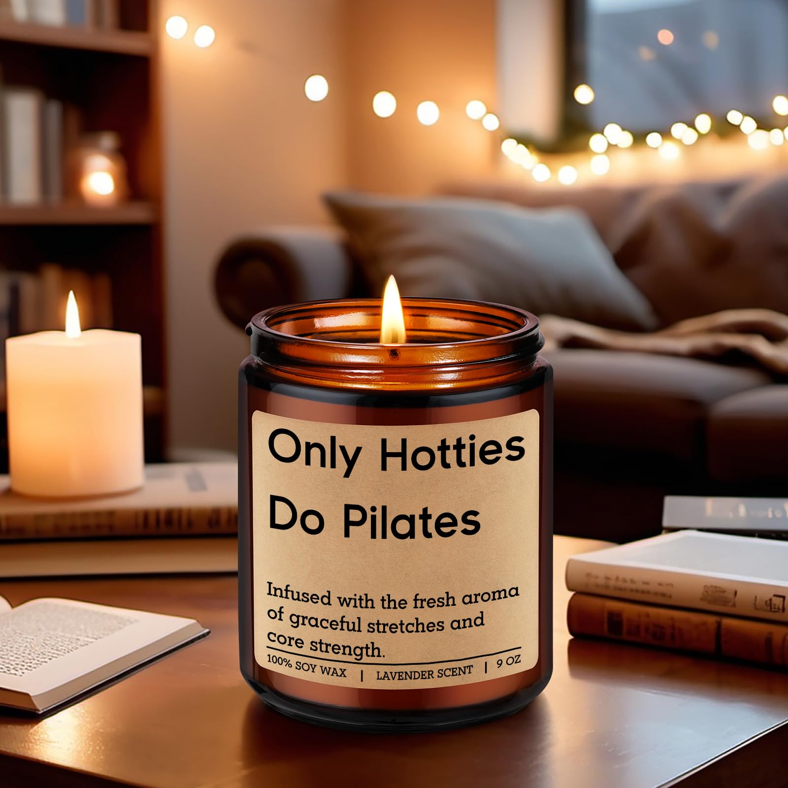 GSPY Scented Candle, Pilates Gifts for Women, Men - Gym, Workout, Fitness Gifts for Friend, Mom - Funny Mothers Day, Birthday, Appreciation Ideas for Pilates Instructor, Reformer, Studio, Lover, Girl