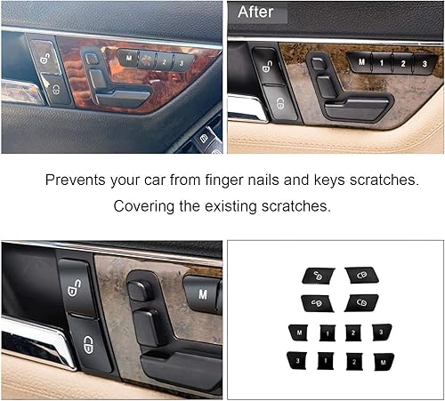 Miniatura 2 de Cubierta de botón de desbloqueo de bloqueo negro para asiento de puerta de memoria, interruptor de parche de repuesto para Mercedes Benz GLK ML GL A