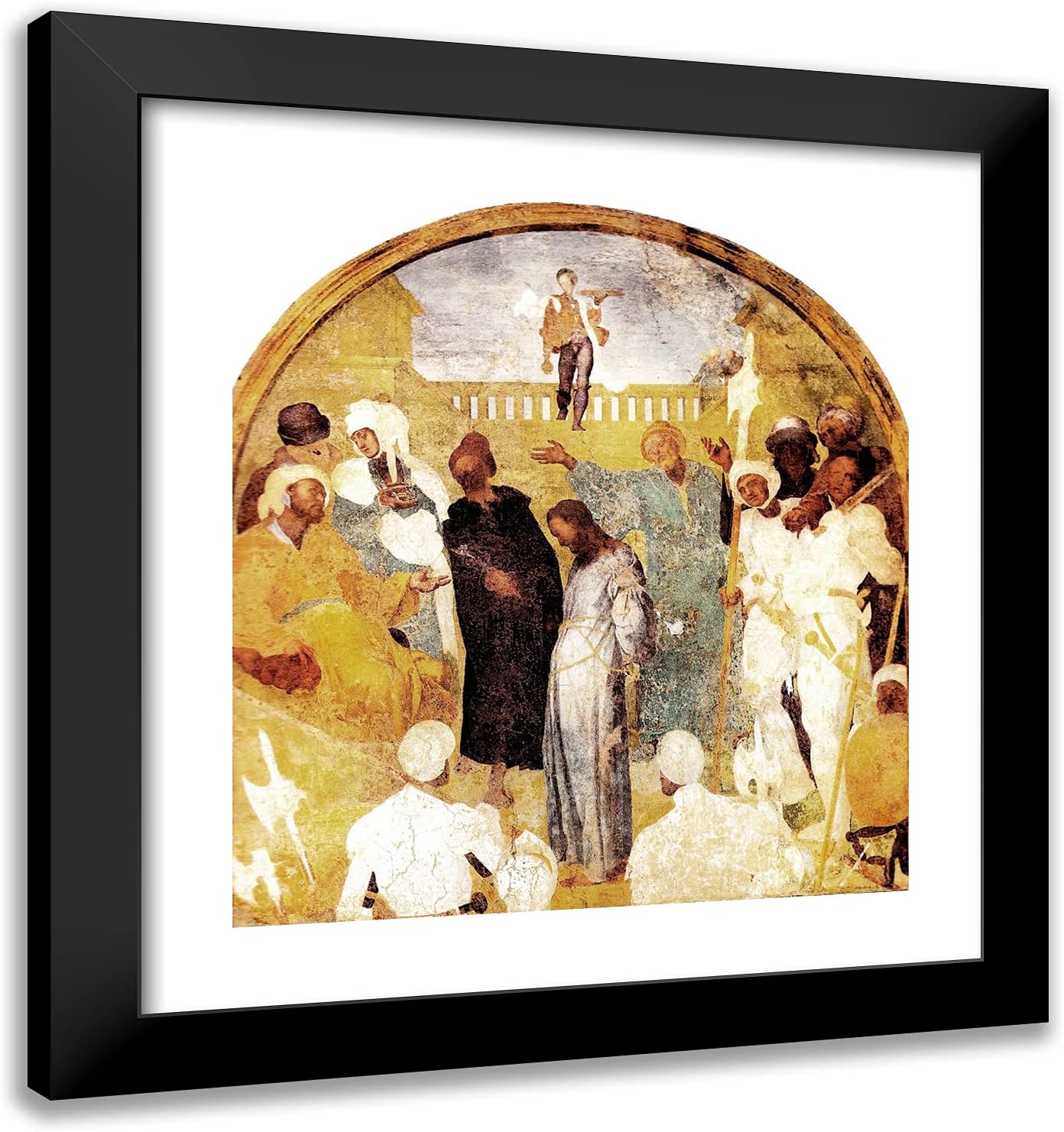 ArtDirect Pontormo, Jacopo 20x21 Gold Ornate Framed Art Print with Double Matting Titled: Christ Before Pilate