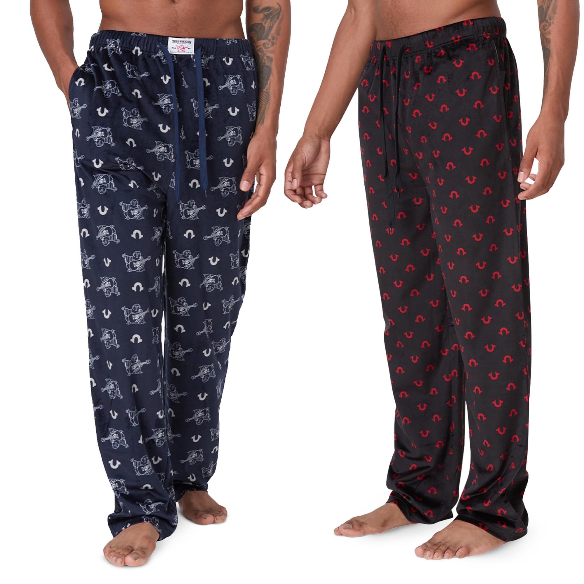 True Religion 2 Pack Fleece Pajama Pants for Men, PJ Pants Men’s Sleepwear