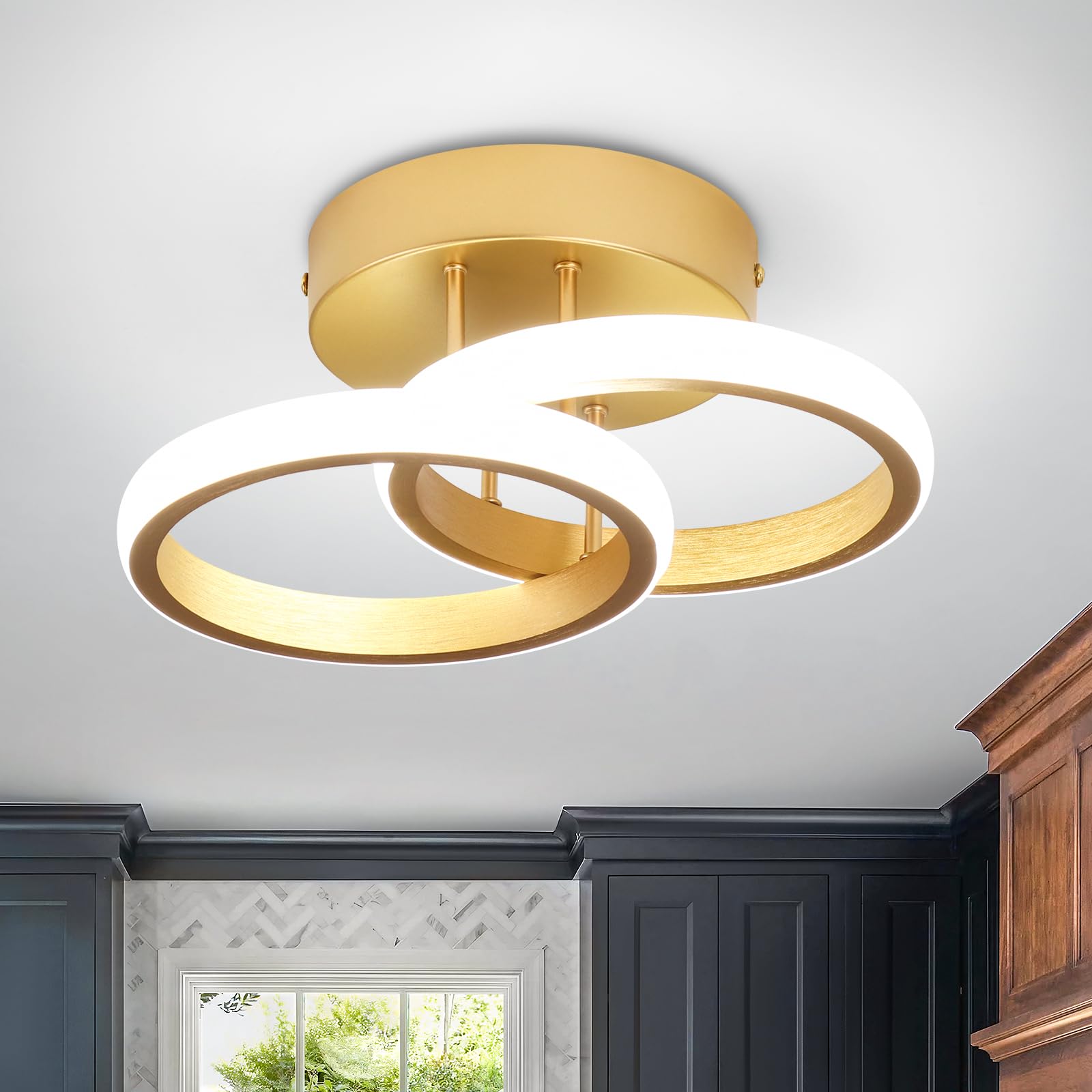 EIDISUNY LED Ceiling Light Modern Ceiling Lamp Silver Round Simple Ceiling Light Fixture LED for Corridor Kitchen Stairs Hallway Study Room Bedroom Living Room