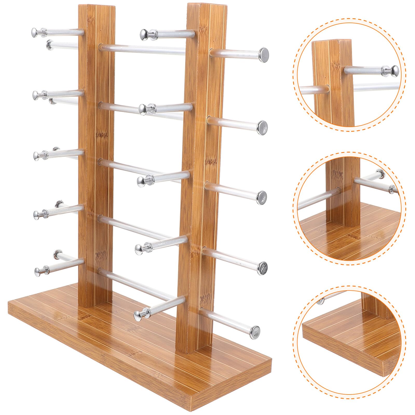 Cabilock Holz Brillenständer Doppelreihe Brillenhalterung Sonnenbrillen Display Regal Aufbewahrung für Laden und Zuhause Robust Langlebig Platzsparend
