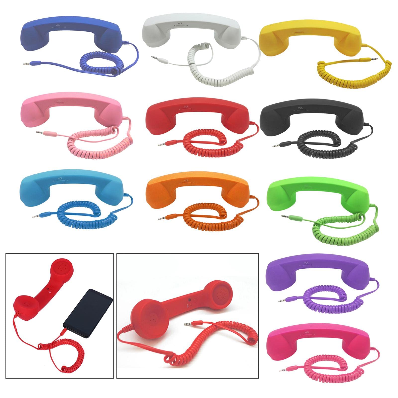 CALANDIS® Retro Telephone Handset 3.5Mm Classic Mini for iPhone Ipad Mobile Phones Rose Red-image-22