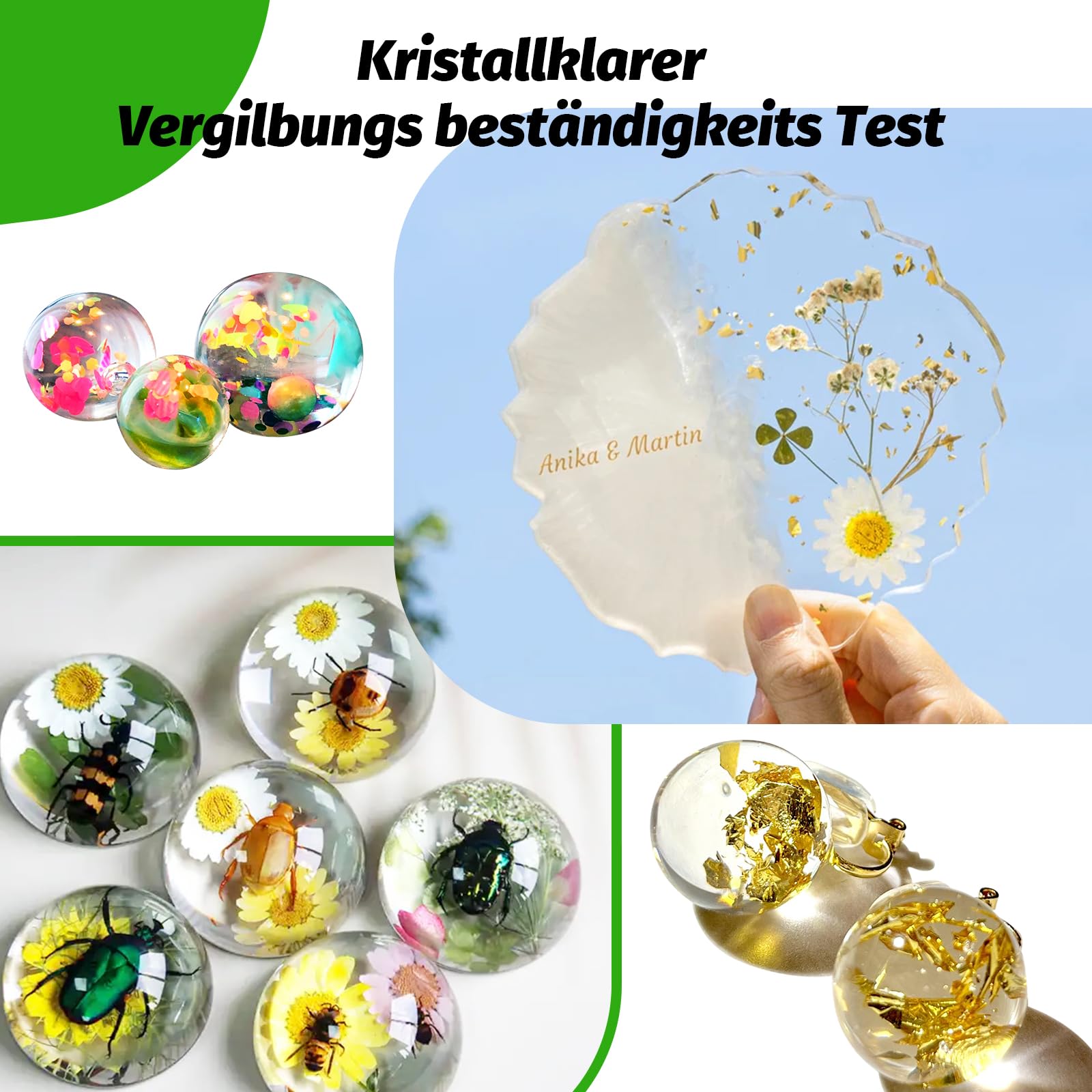 Teexpert 1.9L Hochglanz Epoxidharz Set, Klares Selbstnivellierendes Blasenfreies Epoxy Resin, 1:1 Mischung Epoxidharz mit Härter für Schmuck, Formen, Wohnkultur, Untersetzer, Ornamente