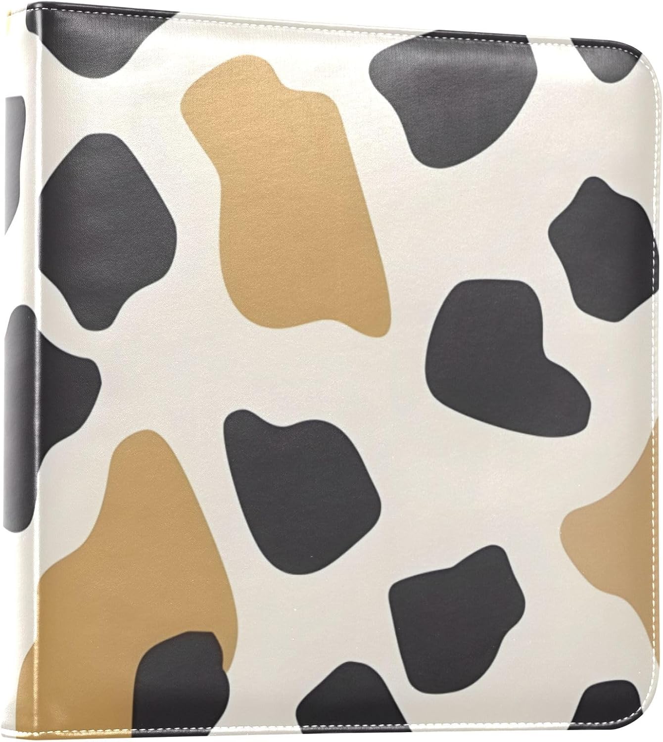 JIPONI Cow Spots Large Photo Album, DIY Leather Cover Scrapbook Albums for 4x6 5x7 6x8 Pictures, Self Adhesive Memory Book for Wedding, Baby, Family