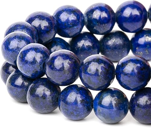 AIXRIGHT - Cuentas de piedras preciosas de lapislázuli para hacer joyas 35 cuentas espaciadoras redondas naturales de 0394in para pulseras y collares