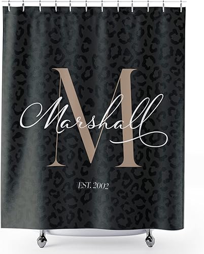 ArtBroz - Cortina de ducha personalizada con monograma, 71 x 74 pulgadas, cortinas de baño de tela impermeable con iniciales con monograma, ArtBroz - Cortina de ducha personalizada con monograma, 71 x 74 pulgadas, cortinas de baño de tela impermeable con iniciales con monograma,