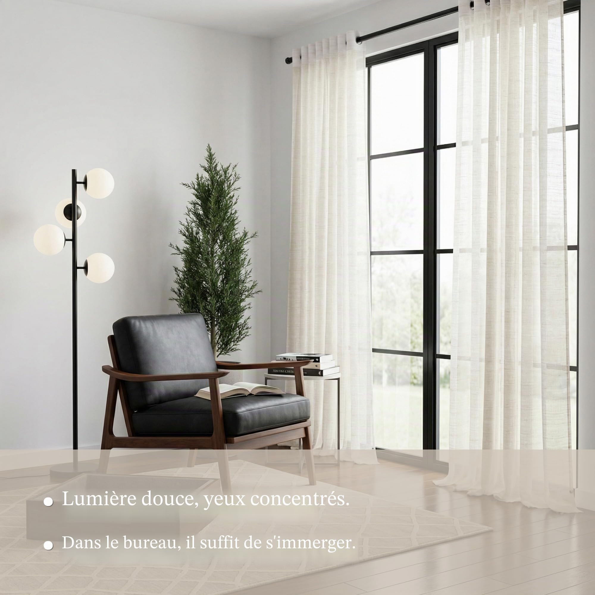 Rideau Voilage Transparent Lin Beige-de Salon Moderne Chambre Cuisine Balcon Baie Vitrée Léger Romantique à Oeillet Eyelet Tamisant Sheer Curtains Décorations d'intérieur de Fenêtre 140x280cm 2PC