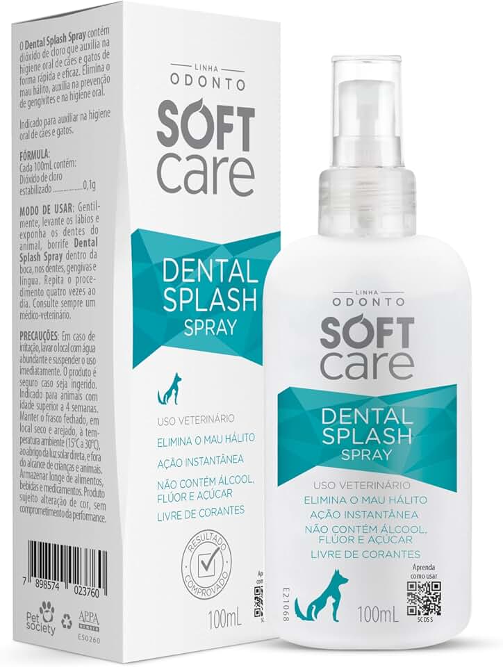 Soft Care Dental Splash Spray 100ml cães e gatos Pet Society