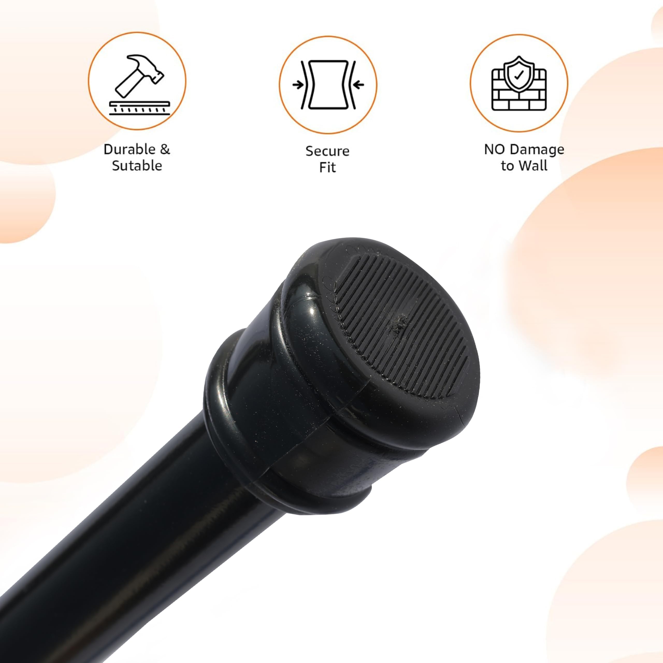 HomeCloud Expandable Shower Curtain Rod, Extendable Room Divider without Drilling, Adjustable Shower Rod, Sturdy & Rust Resistant Rod (Black Pack Of 1, Extendable- 140 to 260 Cm) — Amazon image 5