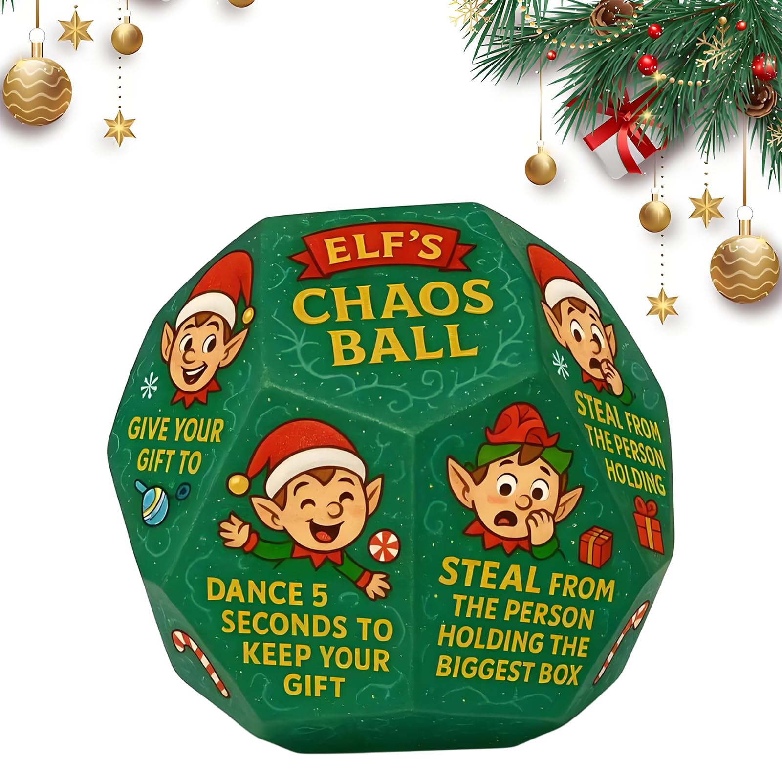 louuuou Dark Green Christmas Party Decorations Dice, Xmas Gifts Exchange Game Dice, Suitable for Family Christmas Parties Kids Gift Swap Activities and Holiday Fun