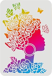 FINGERINSPIRE Woman Face Silhouette Stencils - 11.7x8.3 inch Plastic, Re...