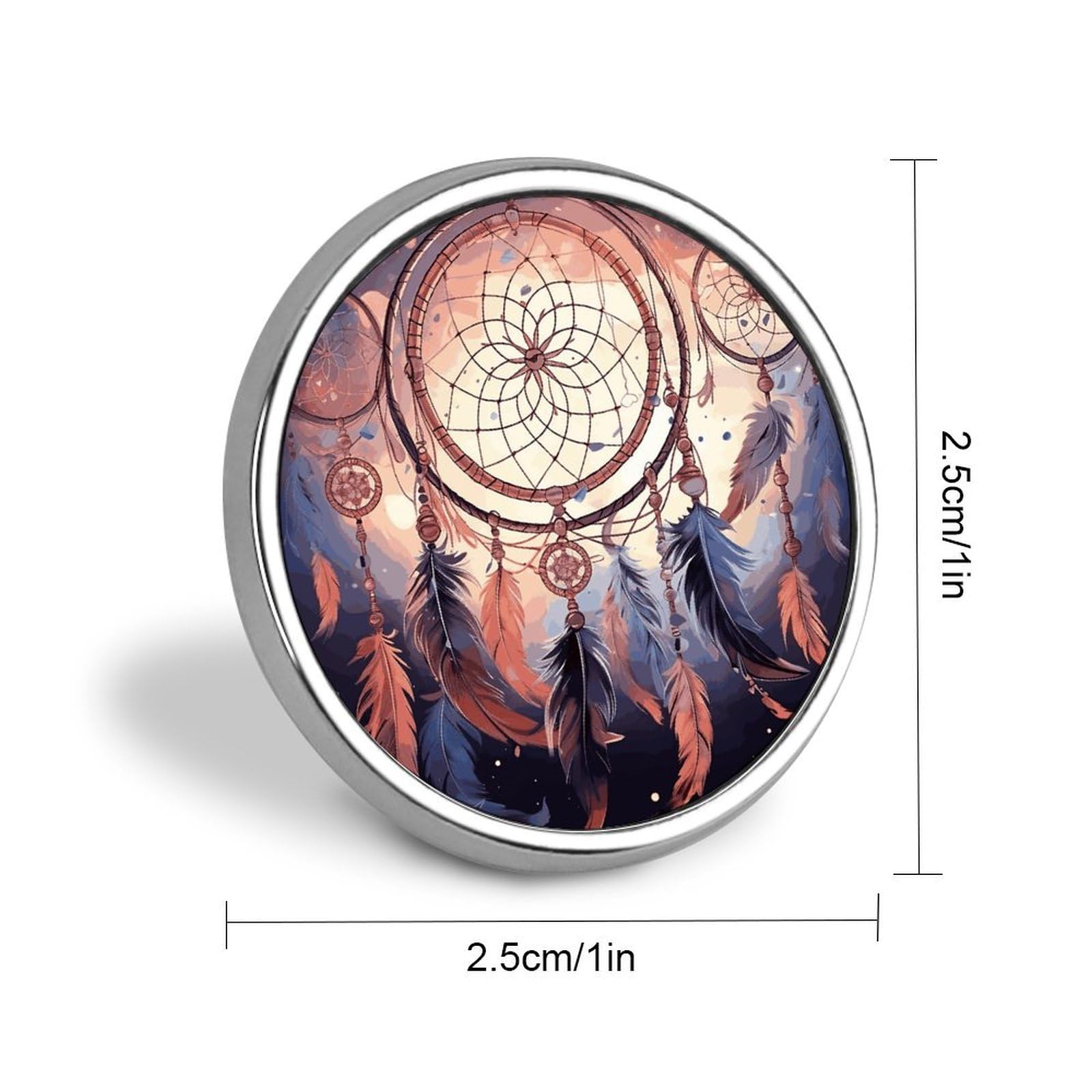 Round Pin,Native American Dream Catcher Printed Cute Cartoon Brooch,Lapel Pin for Clothes Backpack Hat Decoration
