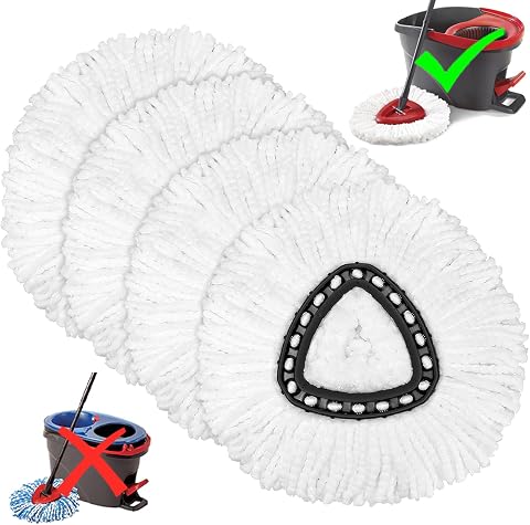 4 Pack Mop Heads Replacements for O-Ceda Easy Wrin Spin S...