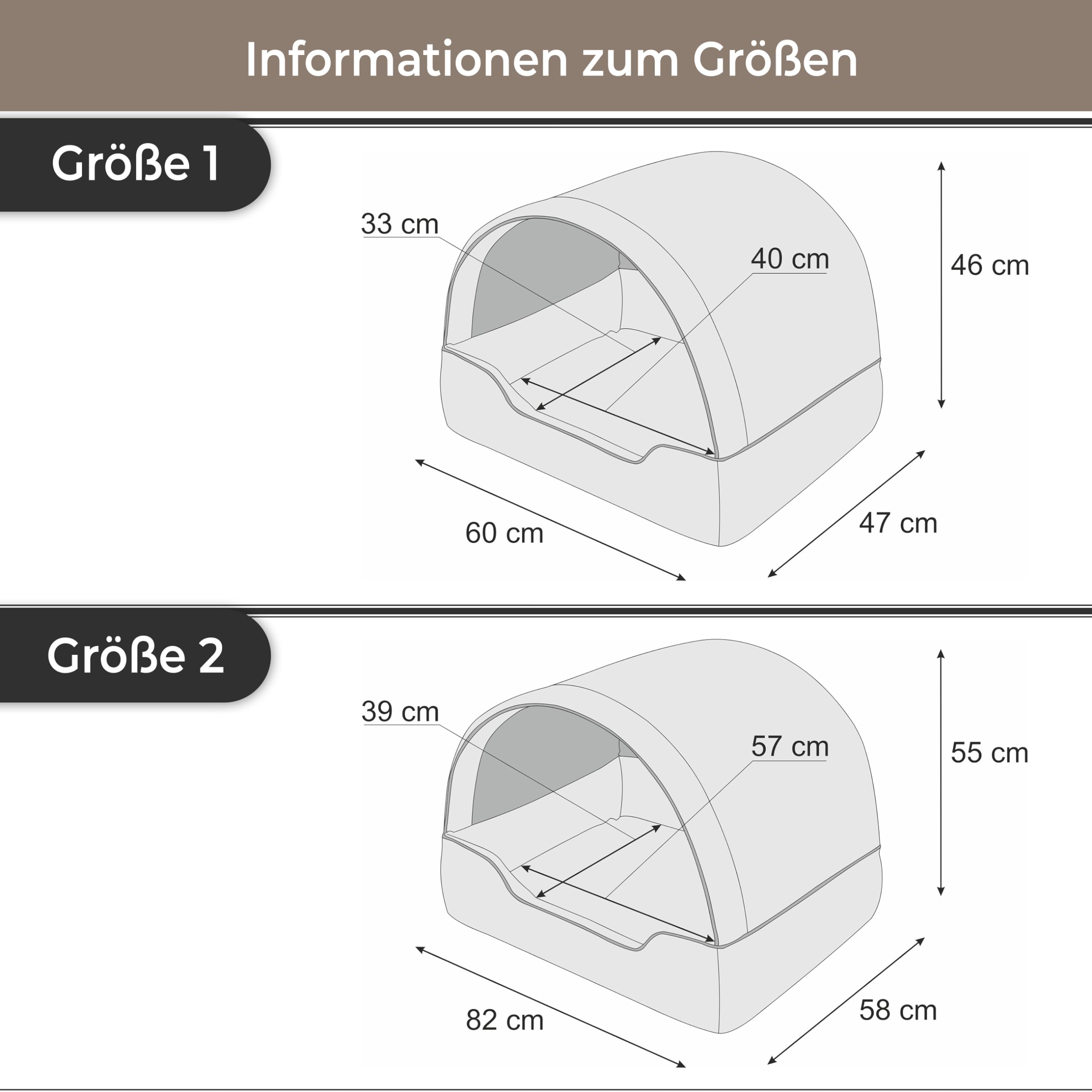 Hundebett & Hundehütte in einem - Hundehaus mit Dach für kleine und mittelgroße Hunde - Hundehöhle - Hundebox - Hundesofa - Bezug abnehmbar & waschbar - stabiles Hundekorb - 60x 47 cm