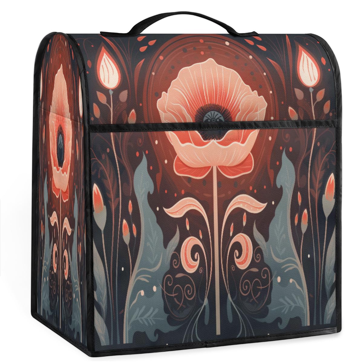 Coffee Maker Cover Flower Poppy Pattern Kitchen Appliance Covers Small Appliance Covers Blender Cover Juicer Cover Dust Covers for Kitchen Appliances with Top Handle and Pockets,Washable,C292