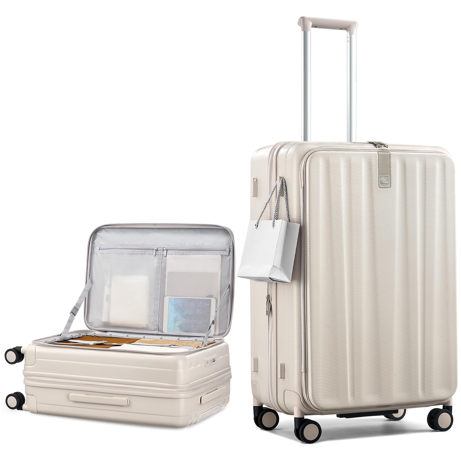 Hanke 26 Inch Ivory White Suitcase