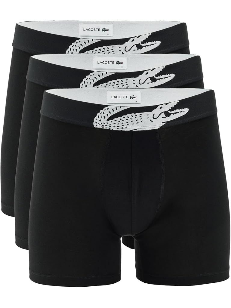 Black Lacoste 3-pack Crocodile Logo Boxer Briefs