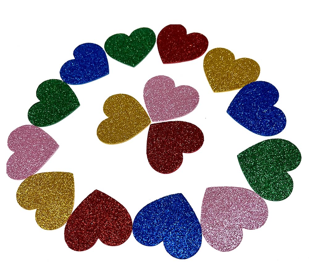 Zelfklevende glitterschuimstickers - hart- en stervormen, sprankelende stickers voor knutselen, kaarten maken, plakboek en wanddecoratie