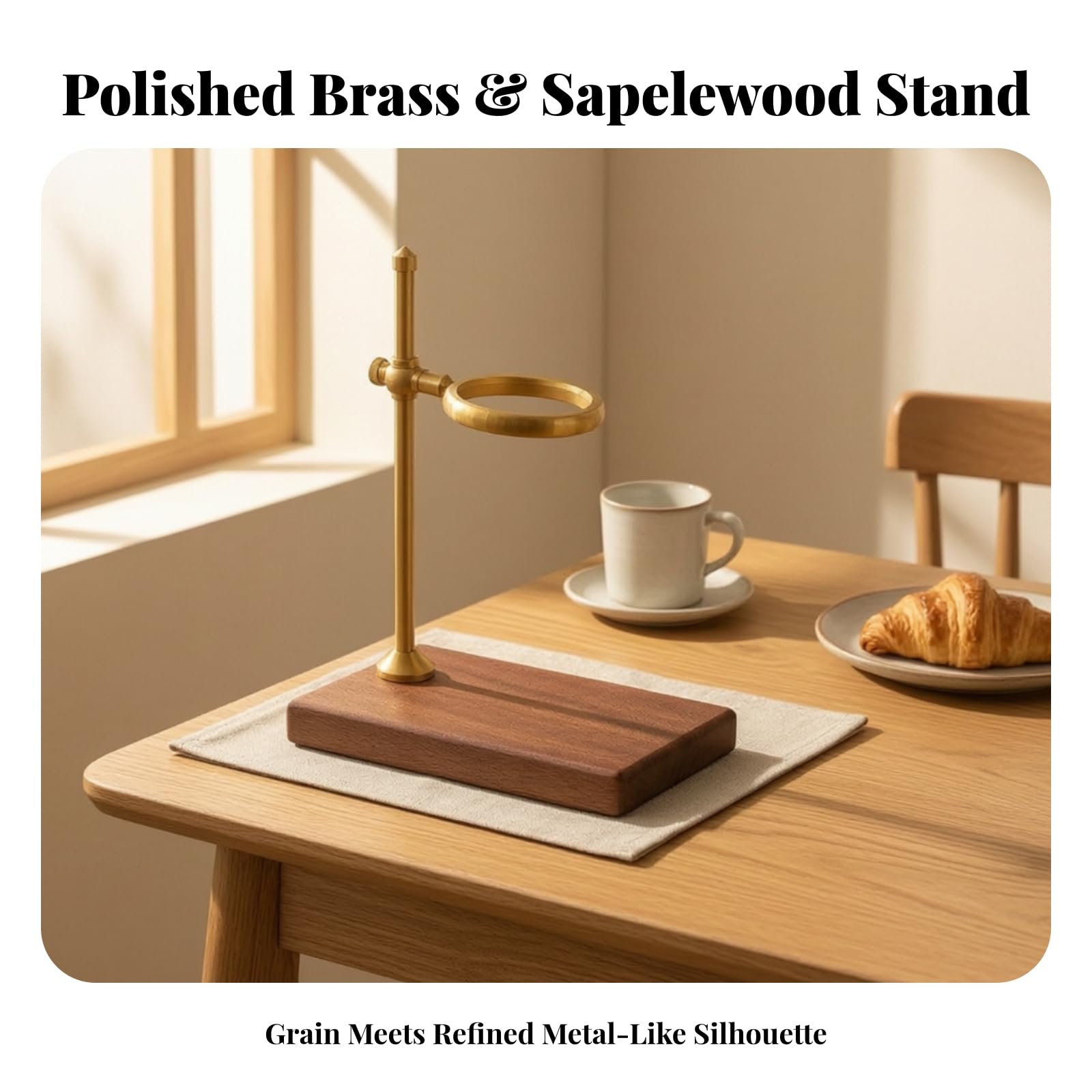 Filtro Pour Over con Base in Legno di con Base Antiscivolo Retrò Anello Regolabile per, Ufficio, Stile B