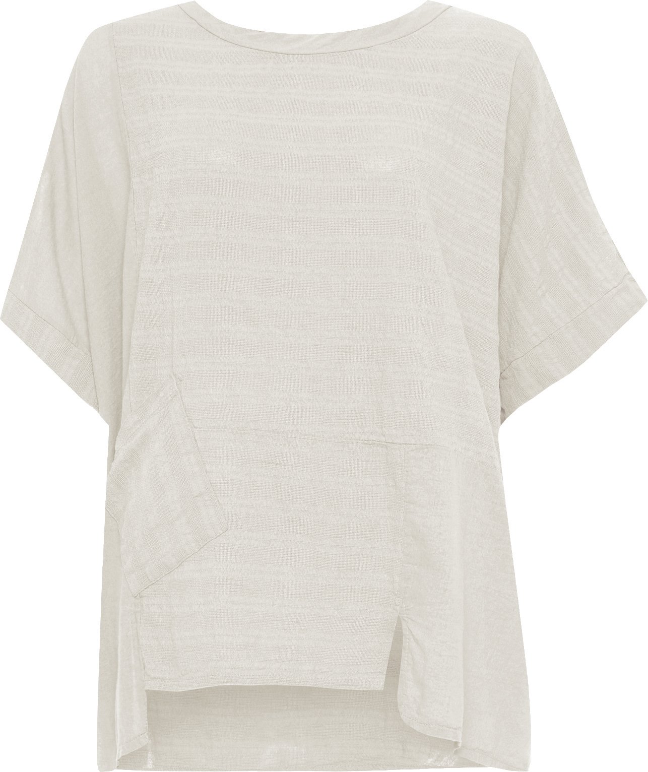 Wearall Women's Stone Plus Linen Hanky Hem Top Baggy Oversized Short Batwing Sleeve - 20-22
