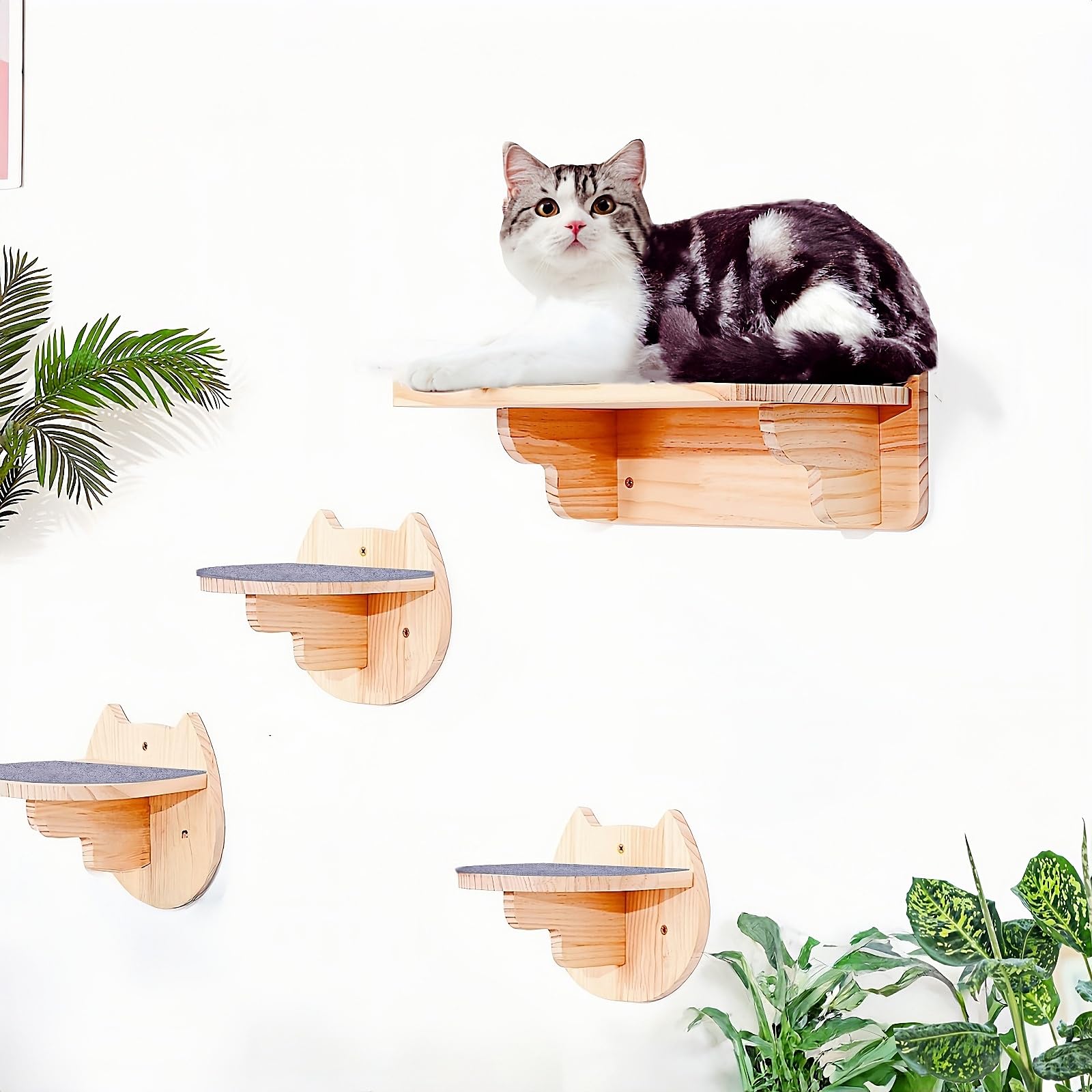 kletterwand Katzen Wand montierte Katze-Hängematte ﻿Katze Kletterwandmit Katzentreppe für die Wand, 3-teilig Katzen Kletterwand Set, Katzenhängematte XL Extra Stabil und Groß Stabiles Kratzbaum Wand