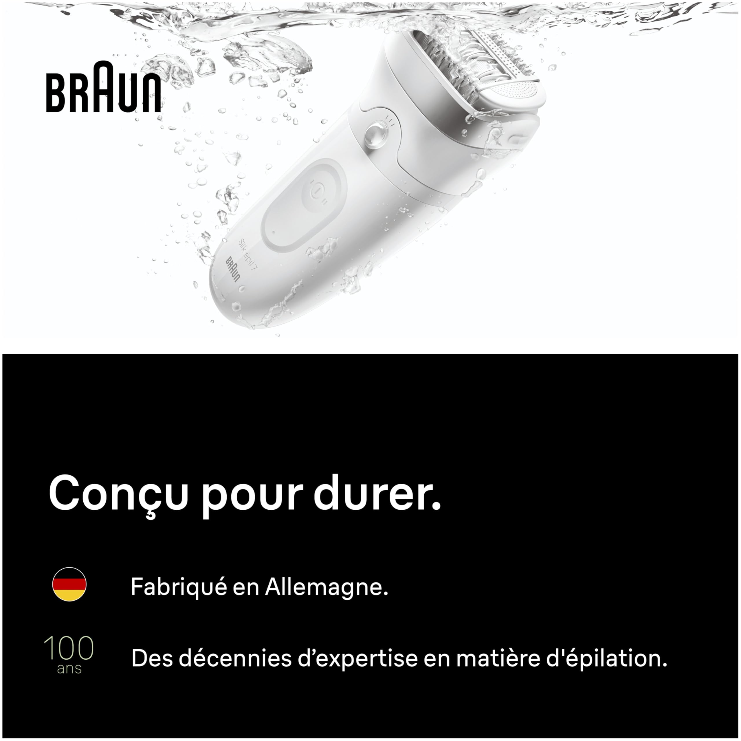 Braun Silk Epil 7 7-241 Epilateur Electrique Femme Argent Etanche sans Fil avec Embout Rouleau de Massage Coffret Epilation Tondeuse Intime Tête de Rasage