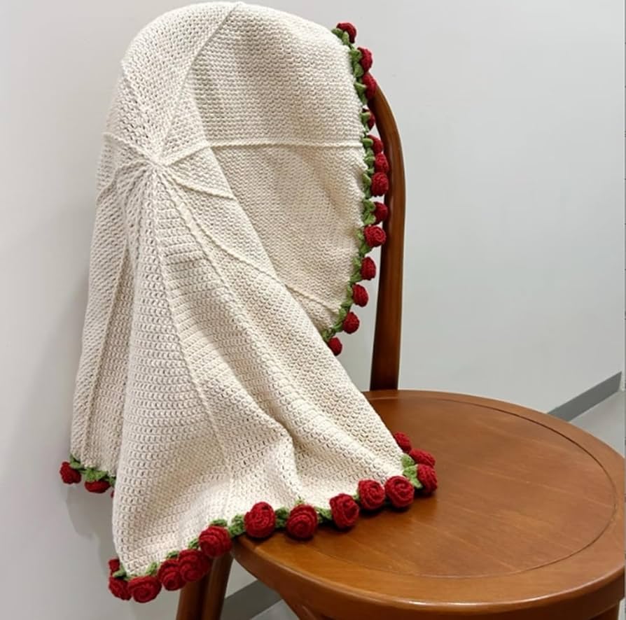 Amazon.co.jp: かぎ針編みの花、バラの花束ブランケット、手作り