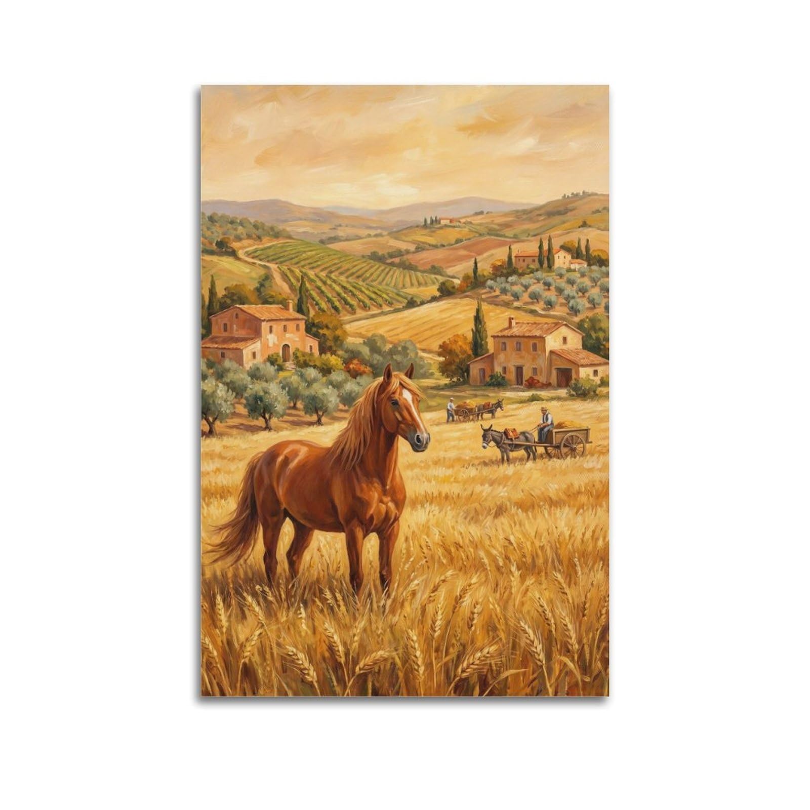 XKUGA Andalusia Horseback Riding Travel Poster Autumn Harvest Vineyard Modern Decorative Canvas Prints - Ideal Wall Art for Family, Man Cave, Game Room, Boys & Girls Bedroom 20x30inch(50x75cm)