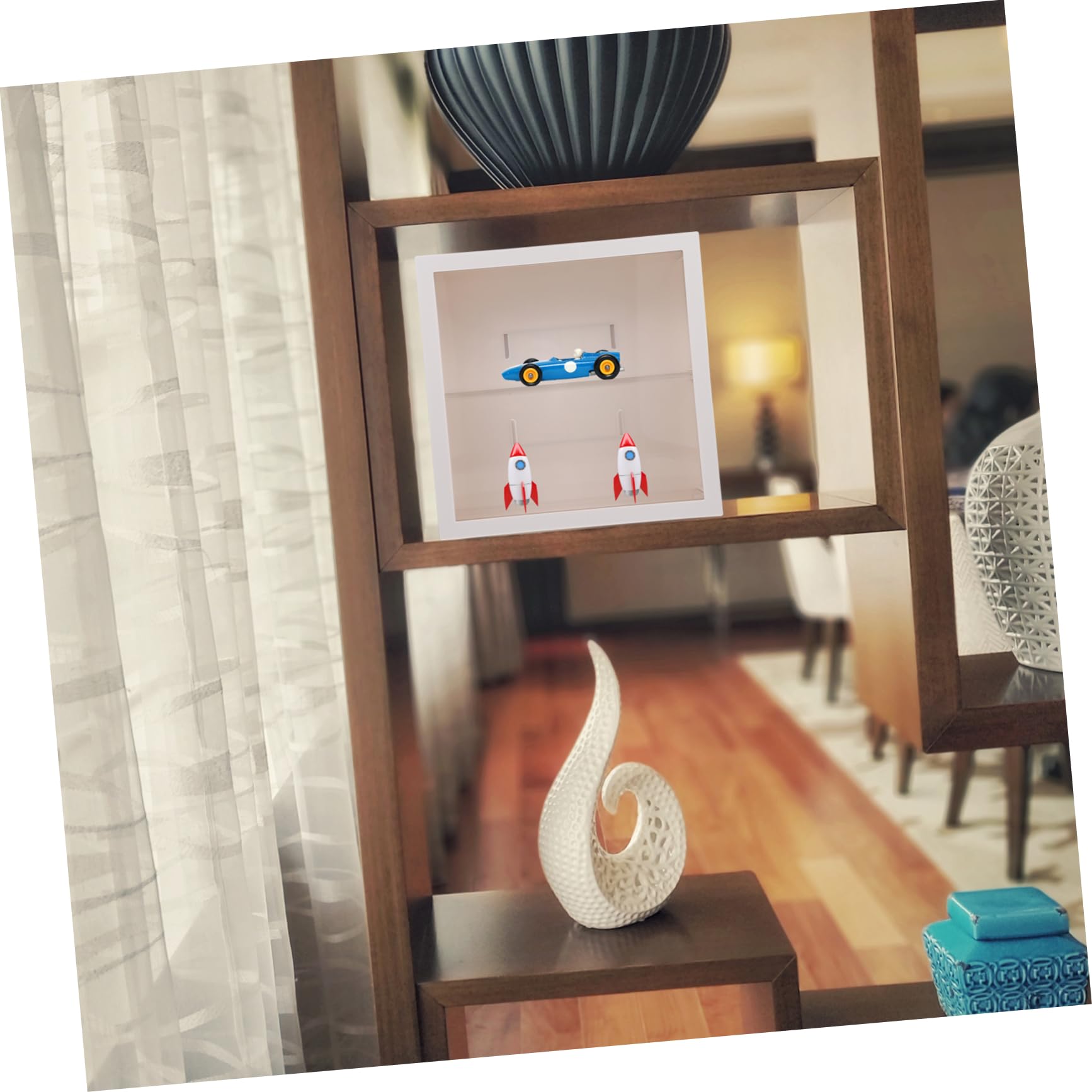 SUPVOX Supporto per Bambole Due Strati Contenitore per Oggetti da Collezione Vetrina per Kit da Garage Organizer per Mensole Fai da Te Adatto per Personaggi Bambole Statue e Modelli
